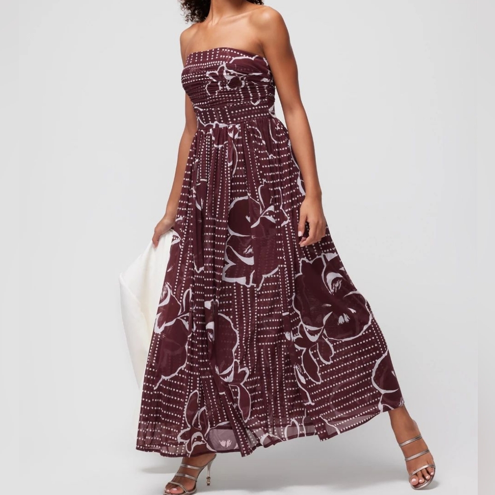 WHBM Women's Strapless Mesh Maxi Dress - size 4